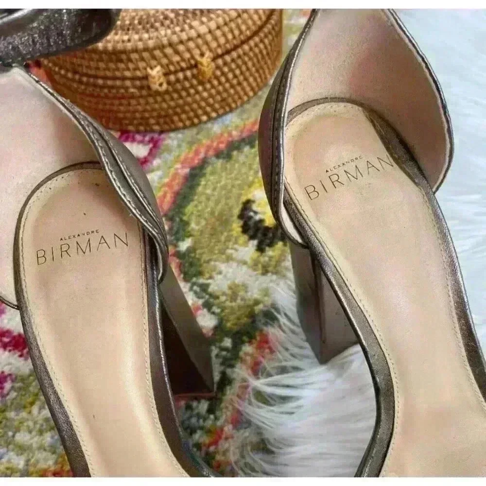 Alexandre Birman Metallic Leather Celine Sandals Size 37.5 Bronze